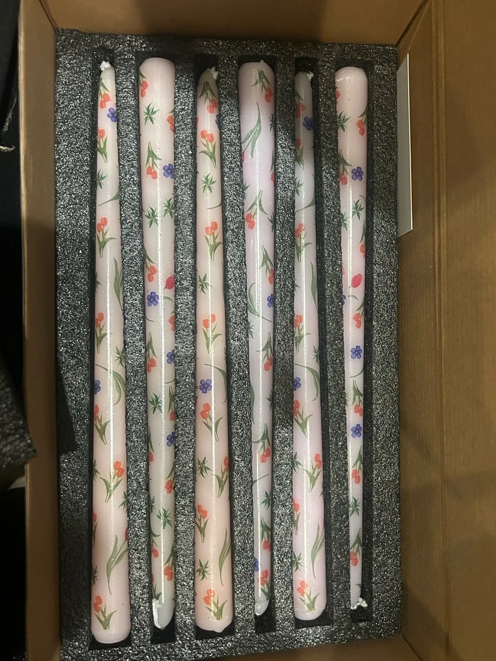 Floral Taper Candles Pink Tall Taper Candles Tulip Print 12 inch